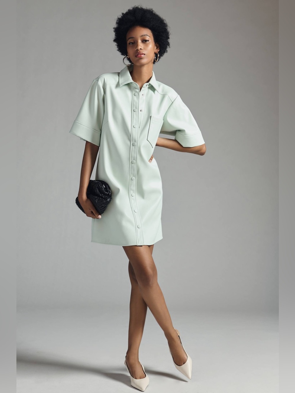 NWT Mauve By Anthropologie Faux Leather Shirt Dress